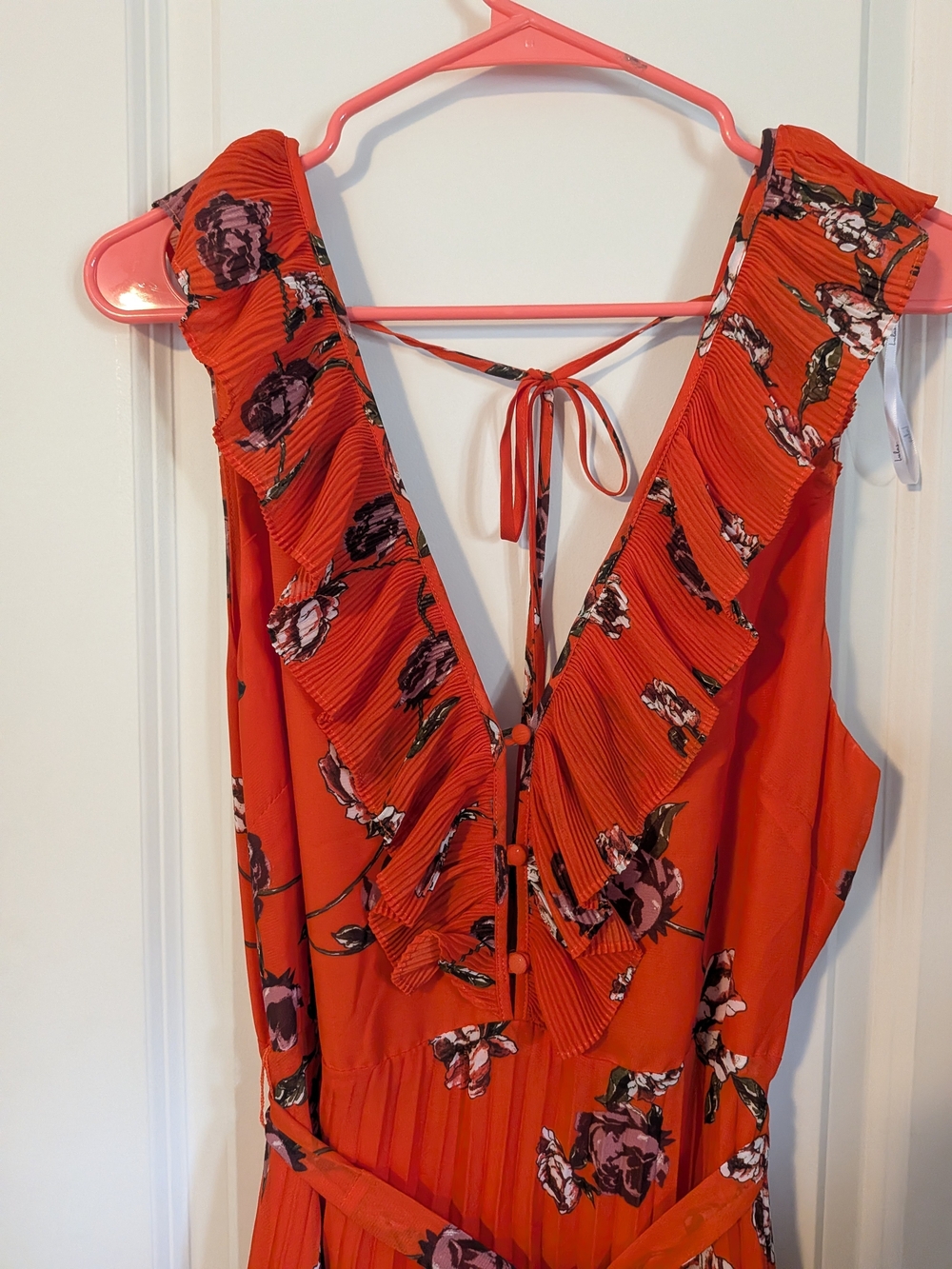 Lulu's Red Floral Ruffled Maxi Dress - Picture 2 of 4
